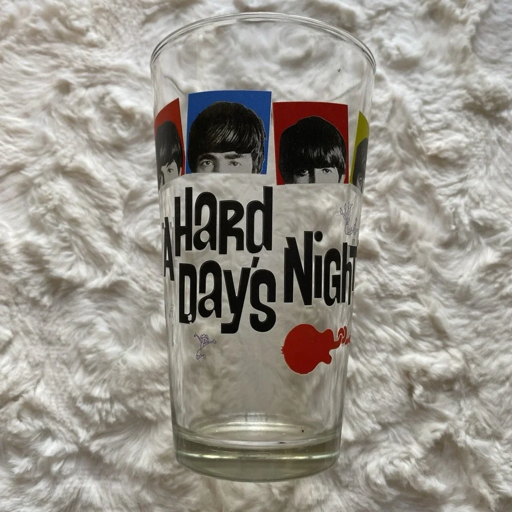 Beatles Glasses 16 oz Tumblers Glasses‎ Cups Set Of 2 Help & A Hard Days Night